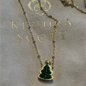Limited Edition Kendra Scott Green and Gold Christmas Tree Necklace
